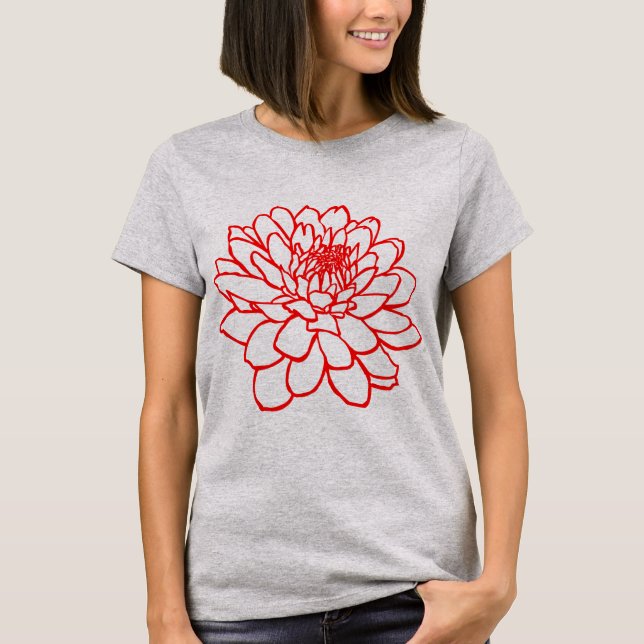 T-shirt Dessin Chrysanthemum - Rouge (Devant)