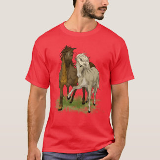 T-shirt Dessin d'amour du cheval de chevaux aimés