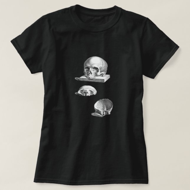 T-shirt Dessin d'anatomie du crâne et des os (Design devant)