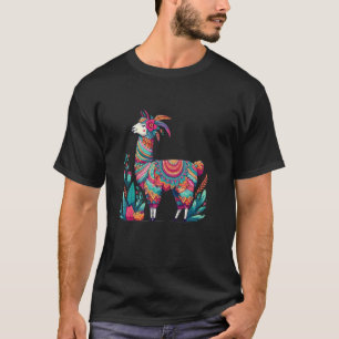 T-shirt Dessin d'animal de mandala de lama mignon drôle po