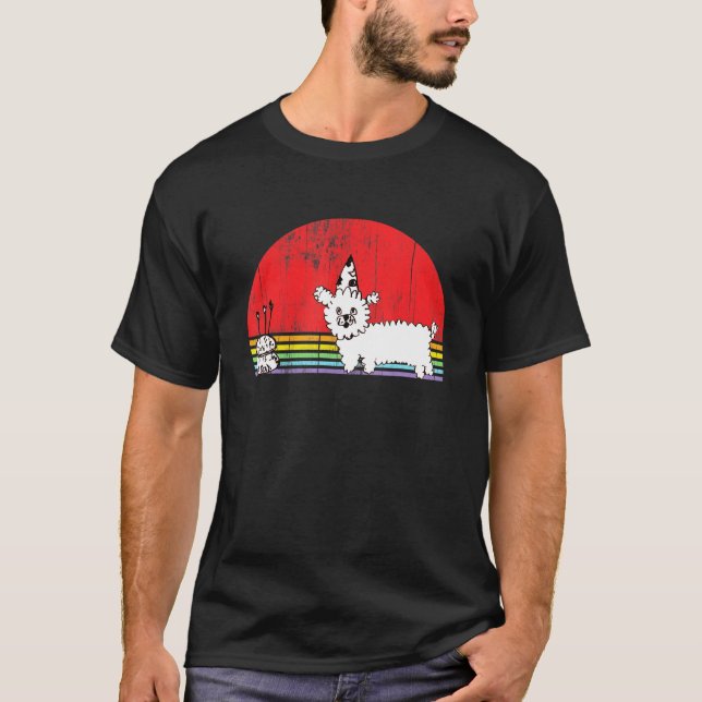 T-shirt Dessin d'anniversaire de chien de caniche (Devant)