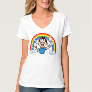 T-shirt Dessin d'art de mascotte de nettoyage mignon arc-e