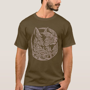 T-shirt Dessin d'art tribal au motif entrelacé de loup cel