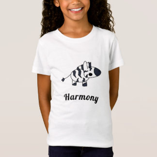 T-Shirt Dessin de bande dessinée de zèbre noir et blanc mi