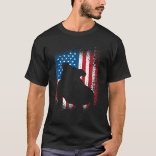 T-shirt Dessin de bouledogue de drapeau américain amateur