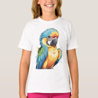 T-shirt Dessin de caricature Parrot Oiseau Cadeau pour enf