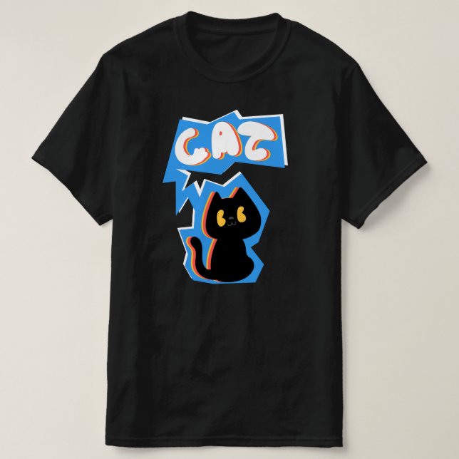 T-shirt Dessin de chat noir (Design devant)