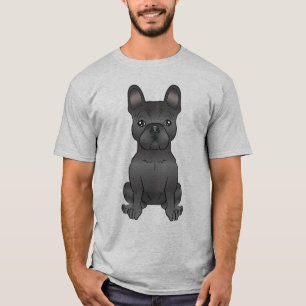 T-shirt Dessin de chien de race Bouledogue Français noir