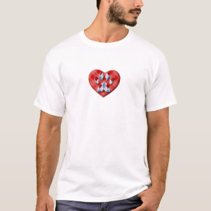 T-shirt Dessin De Chien Empreinte de patte Et De Coeur Rou
