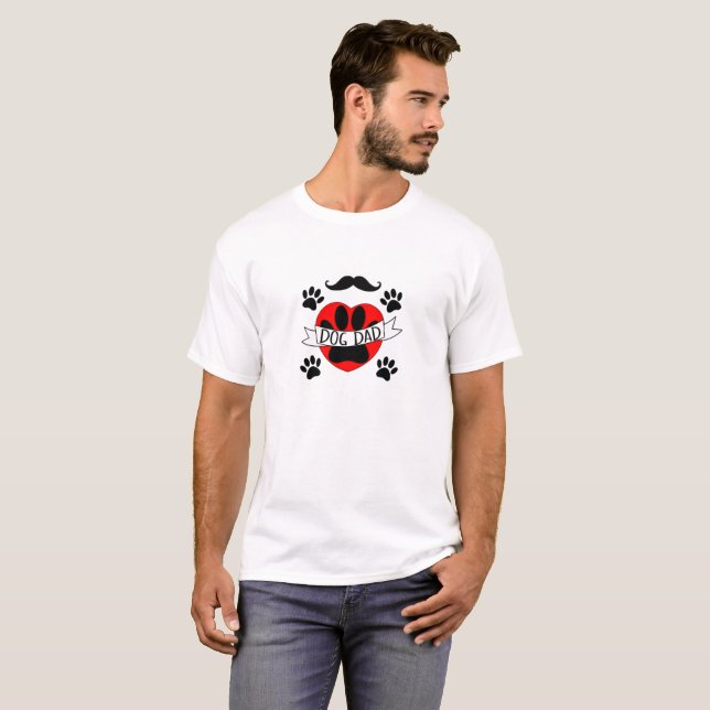 T-shirt Dessin De Chien Papa Paw Et Red Heart (Devant entier)