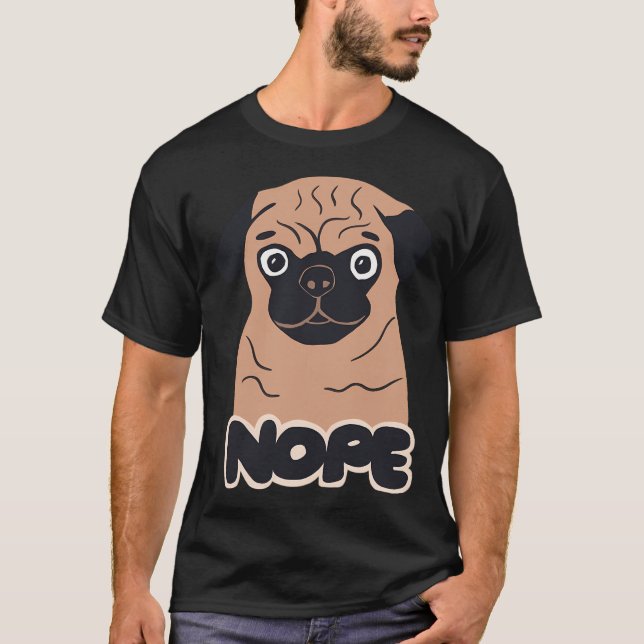 T-shirt Dessin de chien pug non (Devant)