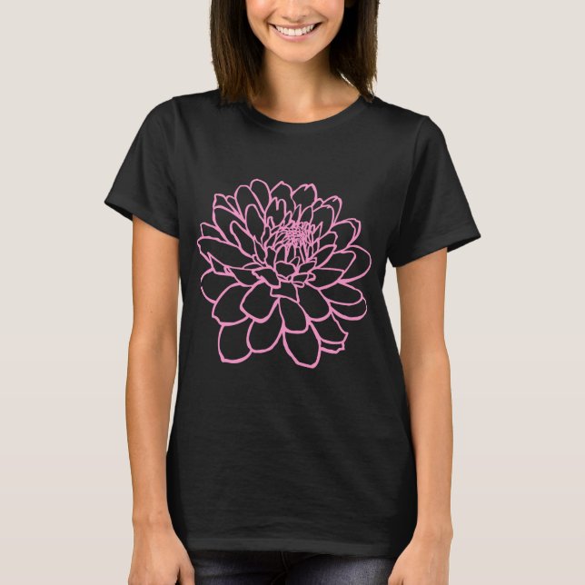 T-shirt Dessin de chrysanthème - Rose (Devant)