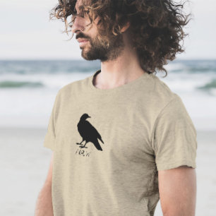 T-shirt Dessin de corbeau et silhouette de Naw en noir