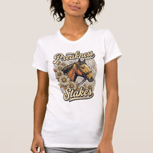 T-shirt Dessin de course floral de cheval vintage Preaknes