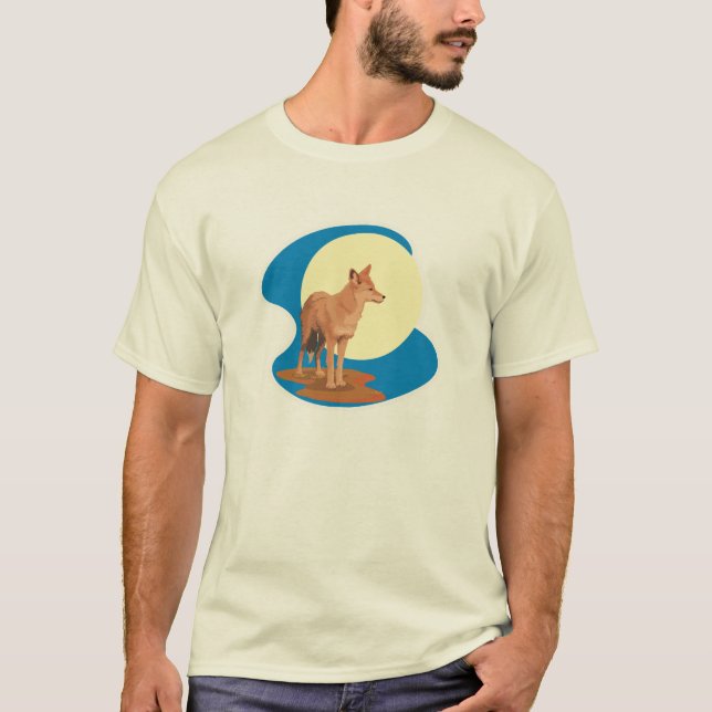 T-shirt dessin de coyote et pleine lune (Devant)