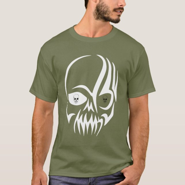 T-shirt Dessin de crâne blanc simple en gras Éffrayant (Devant)
