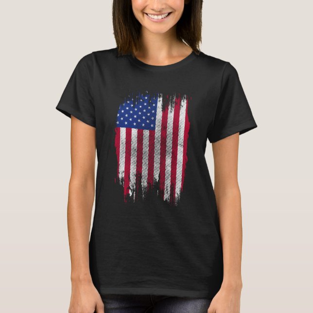 T-shirt Dessin de demi-teinte en détresse du drapeau améri (Devant)