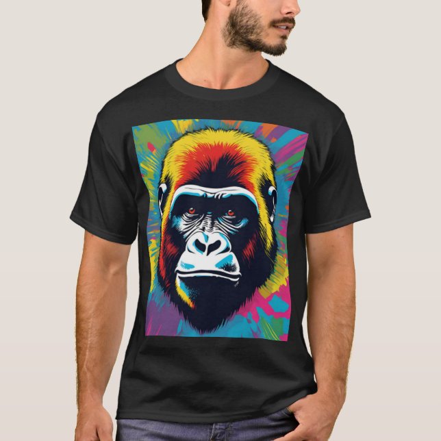 T-shirt Dessin de dessin de peinture Gorilla Pop (Devant)