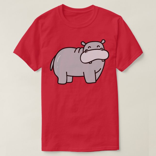 T-shirt Dessin de Doodle Hippo mignon (Design devant)