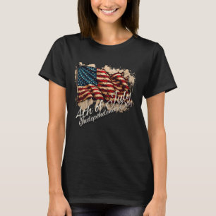 T-shirt Dessin de drapeau américain vintage pour le 4 juil