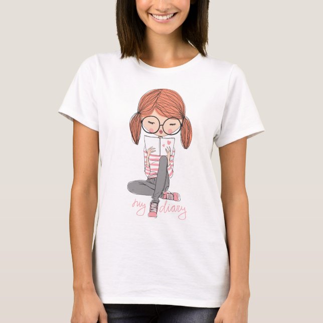 T-shirt dessin de femme-fille-illustration- (Devant)