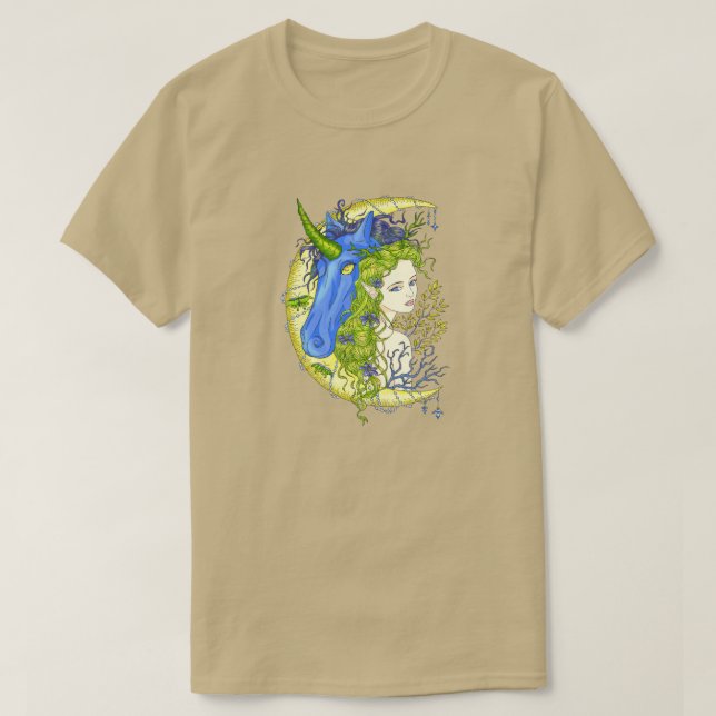 T-shirt Dessin de fille douce et licorne (Design devant)