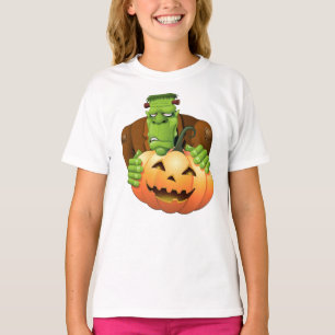 T-shirt Dessin de Frankenstein Monster avec Citrouille