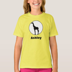 T-shirt Dessin de girafe noir dans un cercle blanc