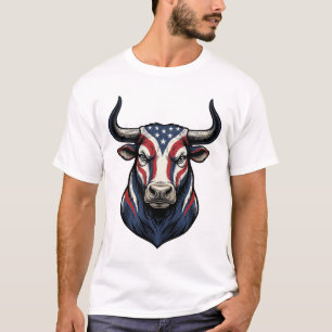 T-shirt Dessin de gravure vintage de tête de taureau patri