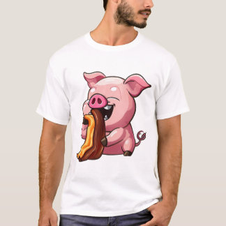 T-shirt Dessin de la Bacon mangeuse de cochon