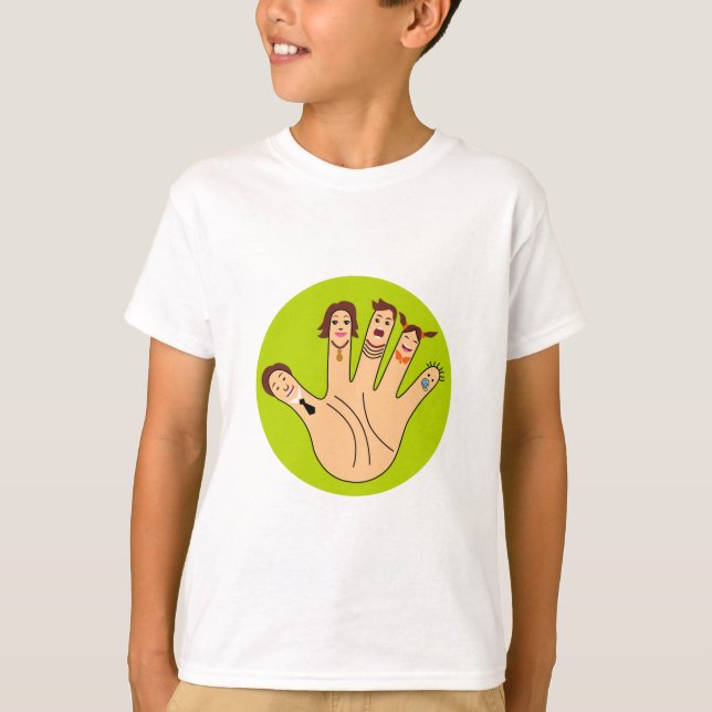 T-shirt Dessin de la famille des doigts (Devant)
