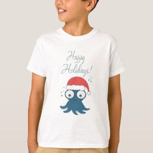 T-shirt dessin de la pieuvre bleue caricaturale