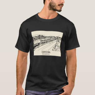 T-shirt Dessin de la vue panoramique vintage de Covina Cal