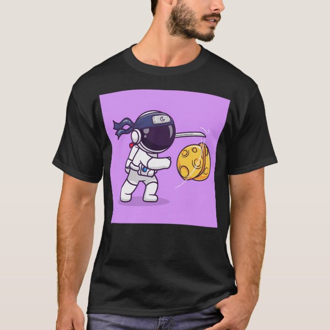 T-shirt Dessin de l'astronaute Ninja Slash Moon (Devant)