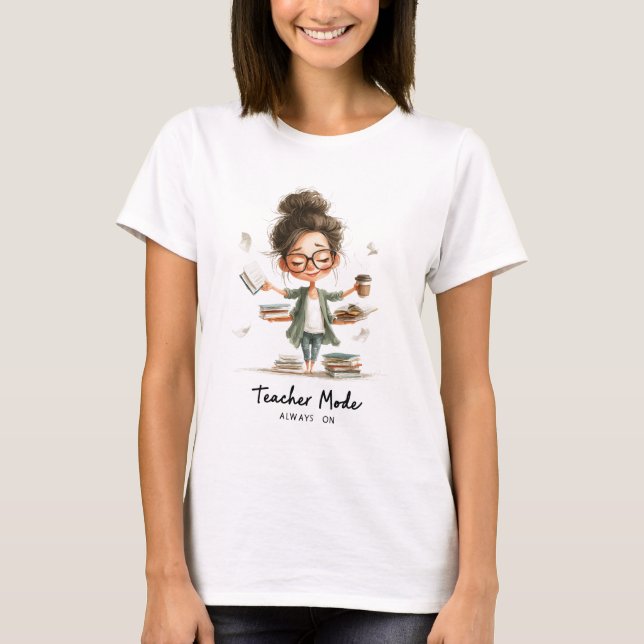 T-shirt Dessin de l'enseignant mignon avec "Mode enseignan (Devant)