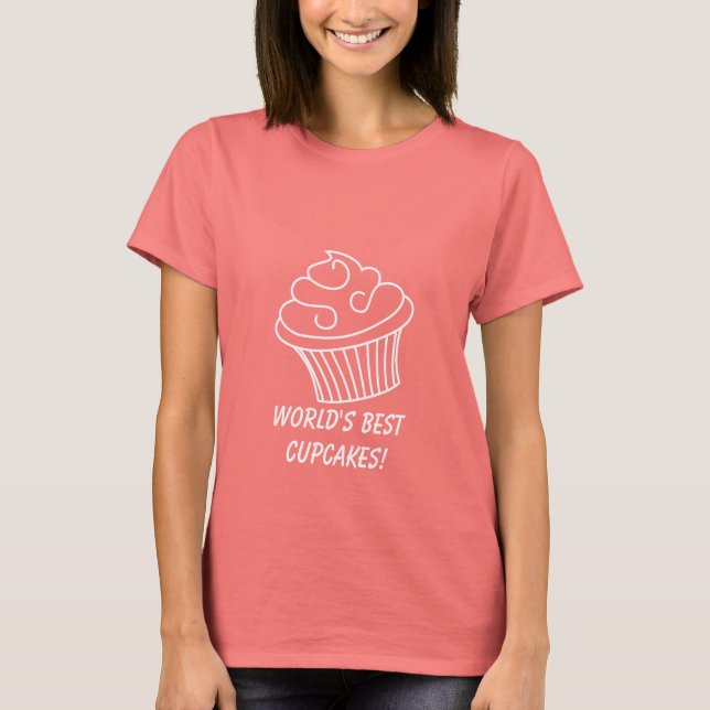 T-shirt Dessin de ligne de cupcake (Devant)