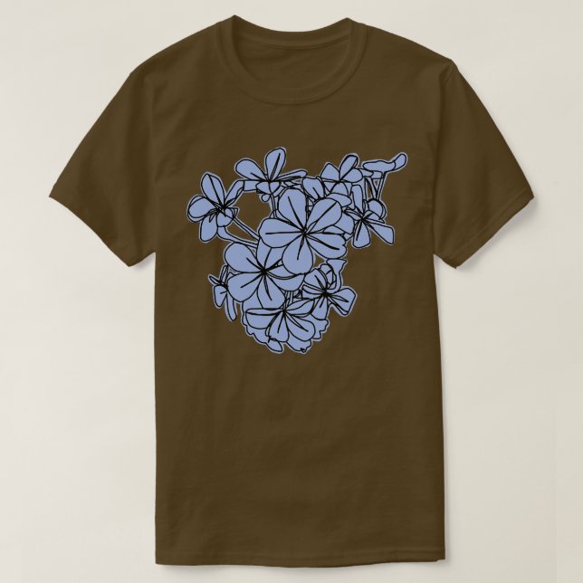 T-shirt Dessin de ligne de fleurs bleues (Design devant)
