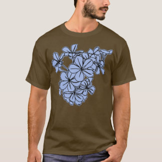 T-shirt Dessin de ligne de fleurs bleues