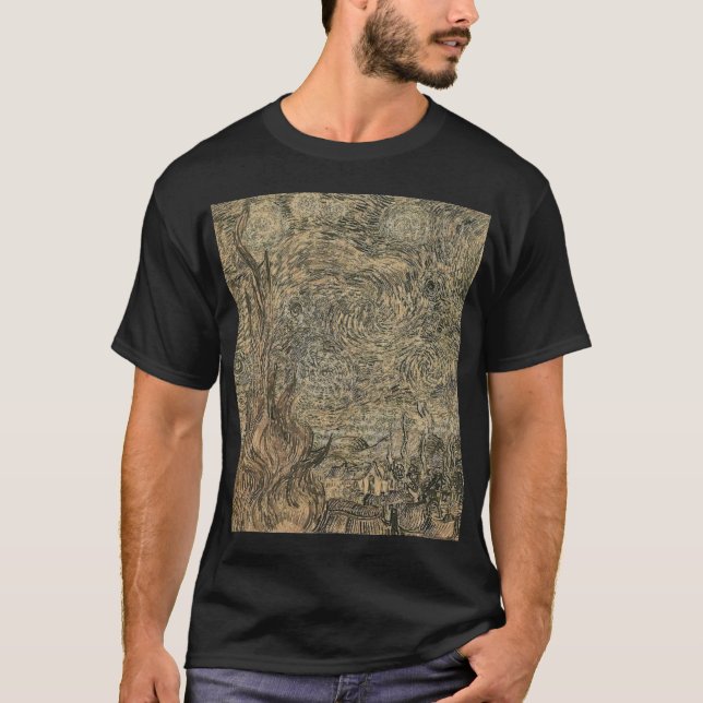 T-shirt dessin de nuit étoilée de Van Gogh (Devant)