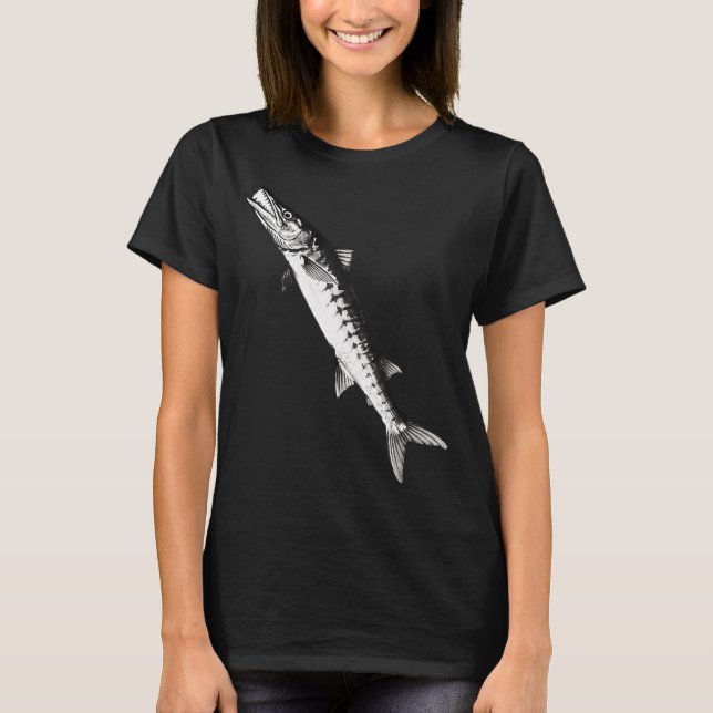 T-shirt Dessin de pêche au drapeau américain (Devant)
