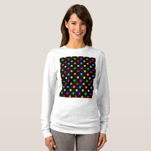 T-shirt Dessin de points noirs colorés arc-en-ciel