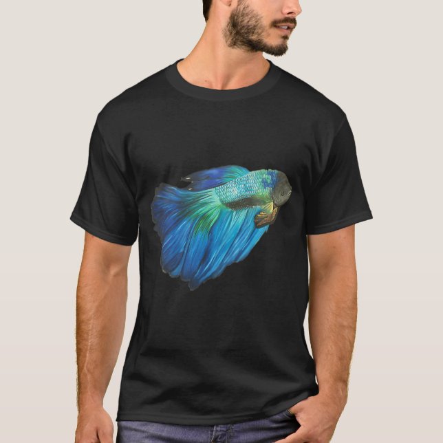 T-shirt Dessin de poisson combattant bleu Beta (Devant)