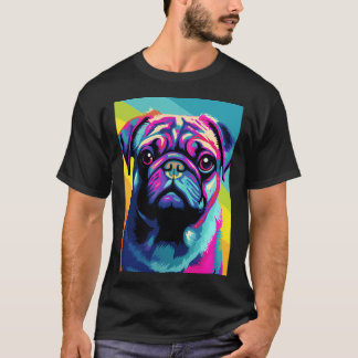 T-shirt Dessin de portraits de chien Pug. animal coloré. A