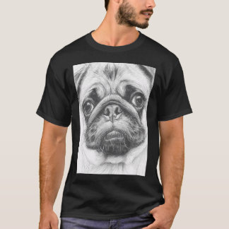 T-shirt Dessin de Pug au crayon