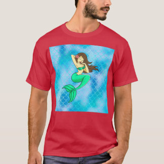 T-shirt Dessin de sirène sur les échelles bleues