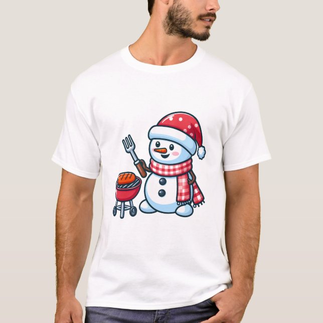T-shirt Dessin de Snowman Barbeque (Devant)