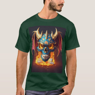 T-shirt dessin de style crâne de mascotte drago 100% coton