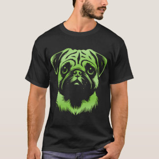 T-shirt Dessin de tête de carlin vert