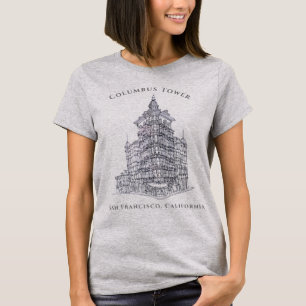 T-shirt Dessin de tour de Columbus   San Francisco, CA T-s