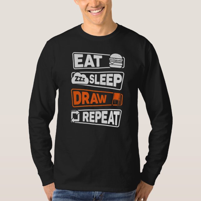 T-shirt Dessin de veille à manger Répétition (Devant)